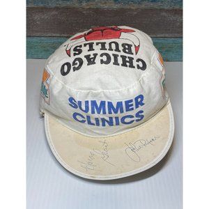 Chicago Bulls Basketball Clinic painters hat cap John Paxson Horace Grant signed